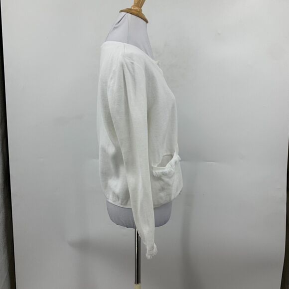 J. McLaughlin Cardigan Womens S Small Fringe Hem Open Front Collarless Cropped - Picture 6 of 14